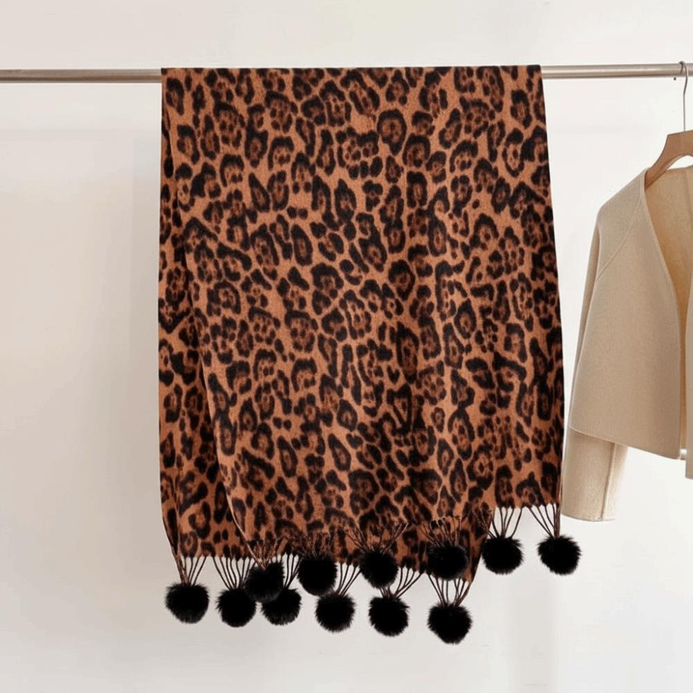 Cozy Winter Shawl Wrap Fleece Cashmere Feel Scarf Leopard Print Scarf Winter Party