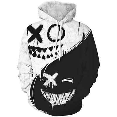 Felpa con cappuccio da uomo vintage Stampa di demone cartone animato Manica lunga Street Outdoor Felpa con cappuccio Pullover oversize Abbigliamento Top alla moda