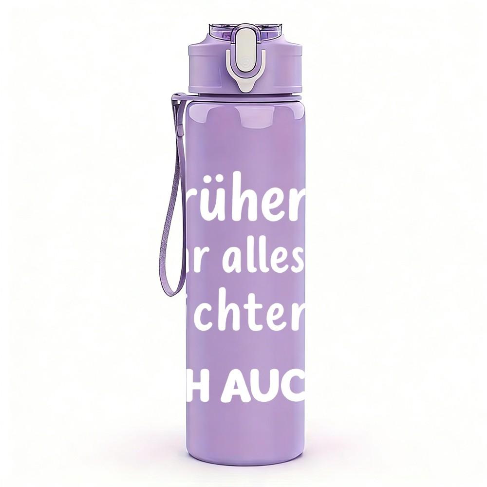 1PC German Fathers Day Light Slogan 750ml Color Plastic Sports Water Bottle Leakproof Flip Straw Lid Suitable for Sports Office Home Use