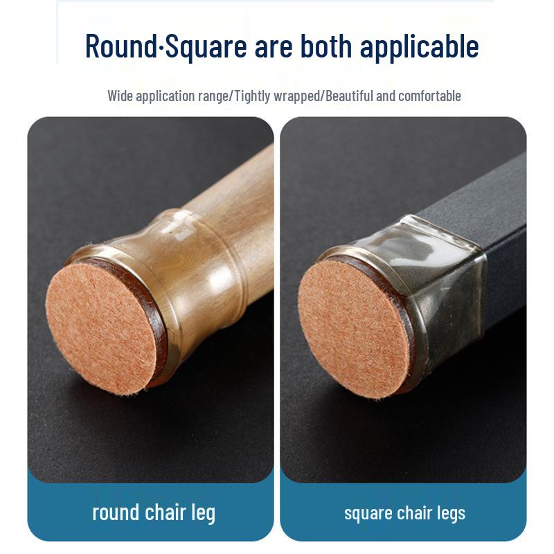 Silent Wear-Resistant Silicone Chair and Table Leg Covers with Felt Pads