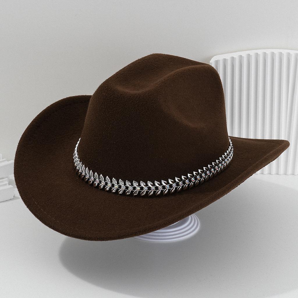 Men's and women's Panama hat, cowboy hat, jazz top hat, three-dimensional leaf rhinestone belt, accessory hat