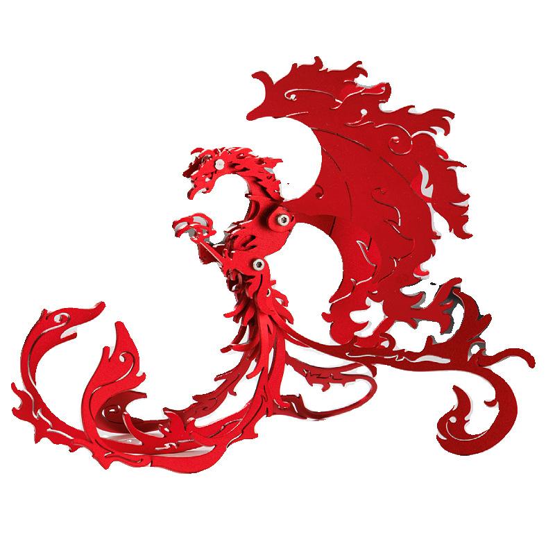 28-teiliges 3D-Puzzle, Pfau, Metall-Modellbausatz, antikes mythisches Tier Suzaku, mechanisches DIY-Montagespielzeug
