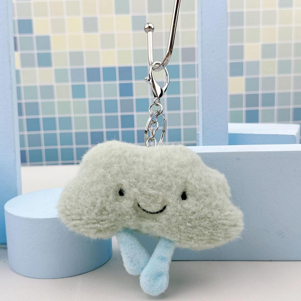 Cloud-Shaped Cartoon Plush Pendant: Cute Backpack Doll Keychain & Schoolbag Decoration.