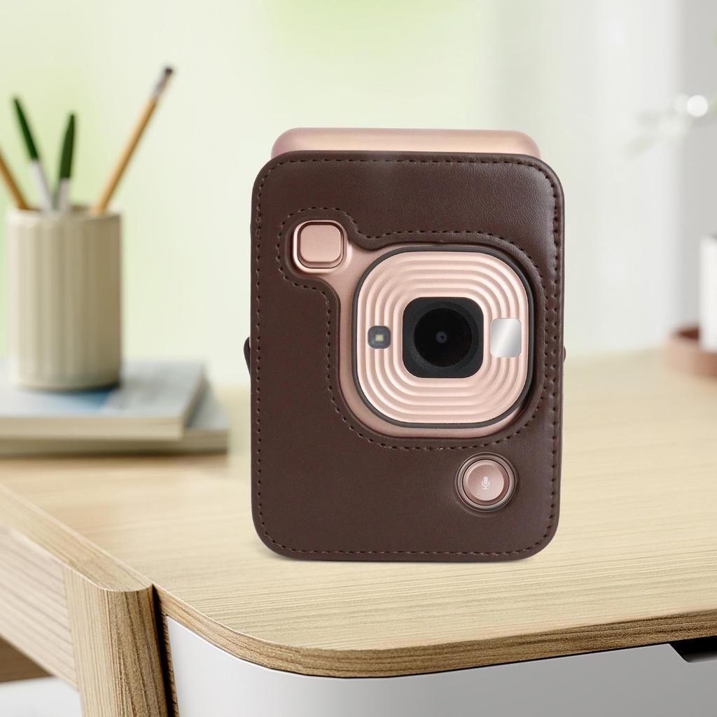 Rieibi PU Leather Protective Camera Case for Instax Mini LiPlay Instant Camera Case for Instax mini Liplay with Adjustable Strap -