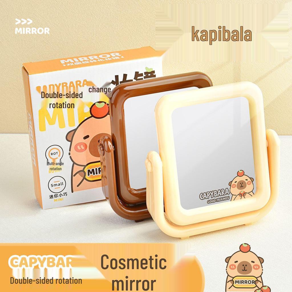 Capybara Cute Double-Sided Desktop Makeup Mirror - Portable for Students