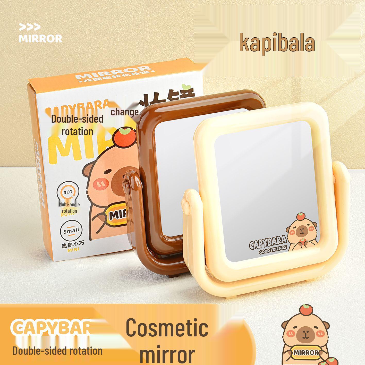 Capybara Cute Double-Sided Desktop Makeup Mirror - Portable for Students