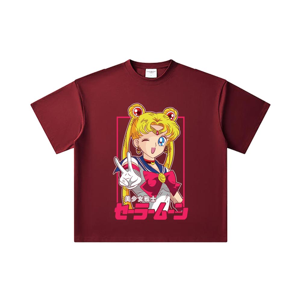260 GSM Double Yarn 32 Count 100% Cotton Sailor Moon V9 Minako Print Unisex Heavy Cotton T Shirt