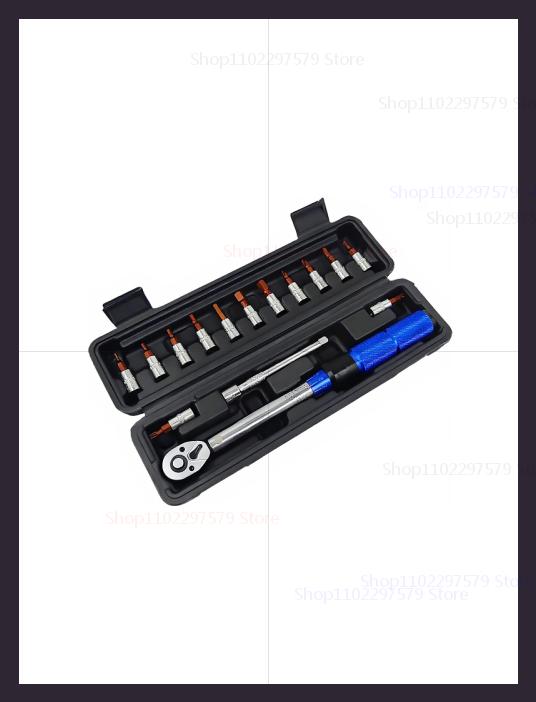 

15Pcs Torque Wrench Set with Preset Sockets and Spanner Repair Kit 1/4 Inch Dual Direction Bike Allen Key Tool for Maintenance