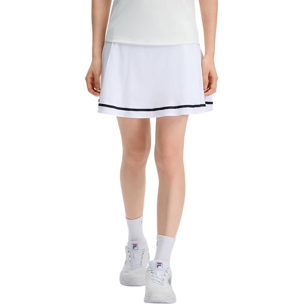 Fila Comfortable Fashionable Soft Letter Fitted Mid Waist Tennis Pleated Skirt Pants Casual Skirt Women Skirts Bright-White A11W433313FWT