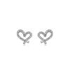 Huitan Fancy Small Heart Stud Earrings with Crystal CZ for Women Silver Color Hollow Out Love Earrings Fashion Jewelry Nice Gift