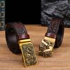 Dragon Pattern Head Layer Cowhide Belt, Fashionable Embossed Personalized Alloy Buckle Imitation Copper Buckle Belt