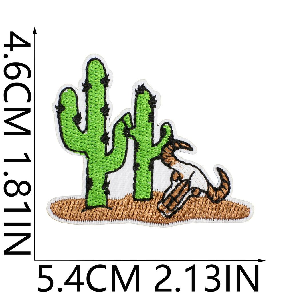 52 Pezzi Stoffa Ricamata Mista Tema Western Denim Adesivo Stile Punk Teschio Patch Adesivo Decorazione Vestiti Cactus