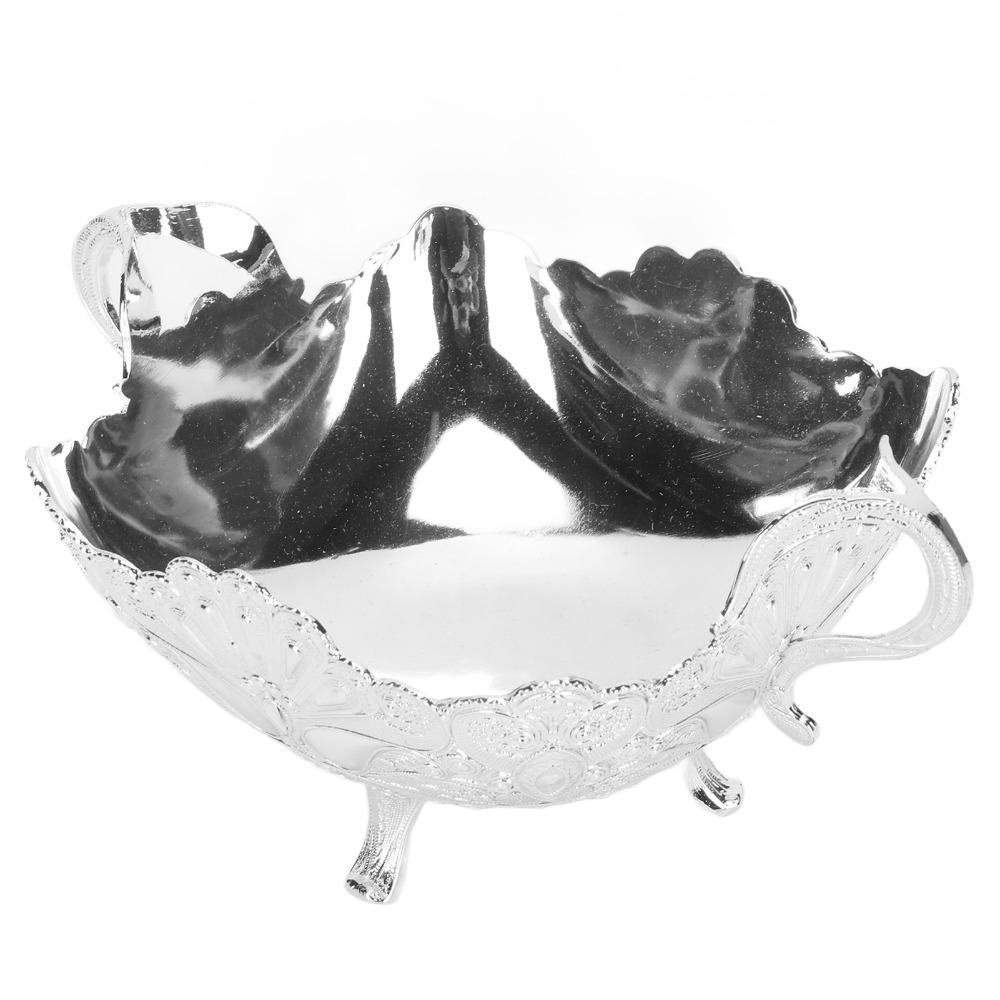 Silver European Style Serving Bowl Floral Quadrate Fruit Bowl For Office Desk