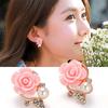 Koreanische Mode Rose Blume Harz Rose Ohrringe Neue Koreanische Damen Imitationsperle Kristall Ohrringe Großhandel Damen Zirkon