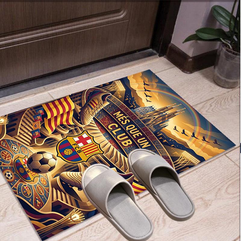 Tappeto con Motivo Calcio FC Barcelona, Tappetino Interno/Esterno, per Picnic, Sala Giochi, Camera da Letto, Ufficio, Soggiorno, Tappeto Decorazione Casa, Regalo di Compleanno
