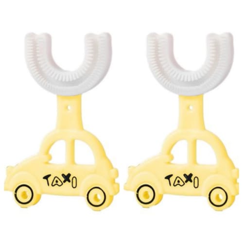 Two Kids Toothbrushes, U-Shaped, 360× Manual, Soft, Swinging, for Babies Ages 2-12, Cute Oral Cleaning Tool with Recon Brush Heads, Perfect for Kids W