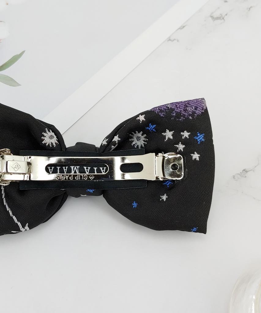 Maia Milky Way Star Jacquard Hair Ribbon Pin - Purple