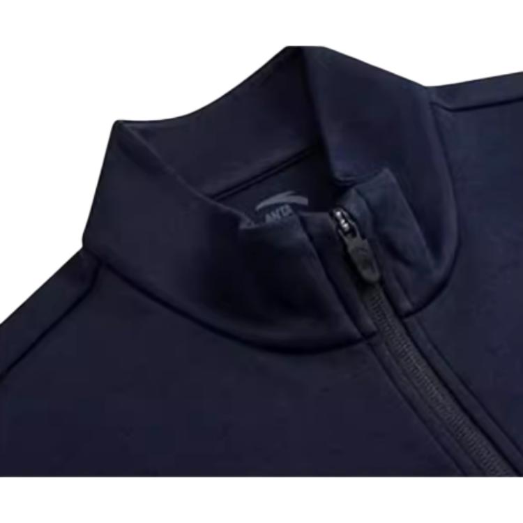 Anta Training Series Logo Stand Collar Zip Long Sleeve Jacket Men Jackets Midnight-Blue 152447731-2