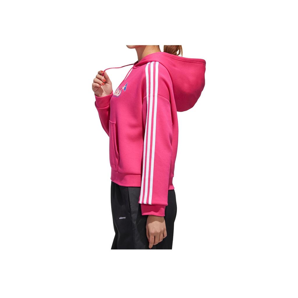 Adidas Neo Printed Striped Hooded Sports Sweatshirt Women Sweatshirt Pink GP5863