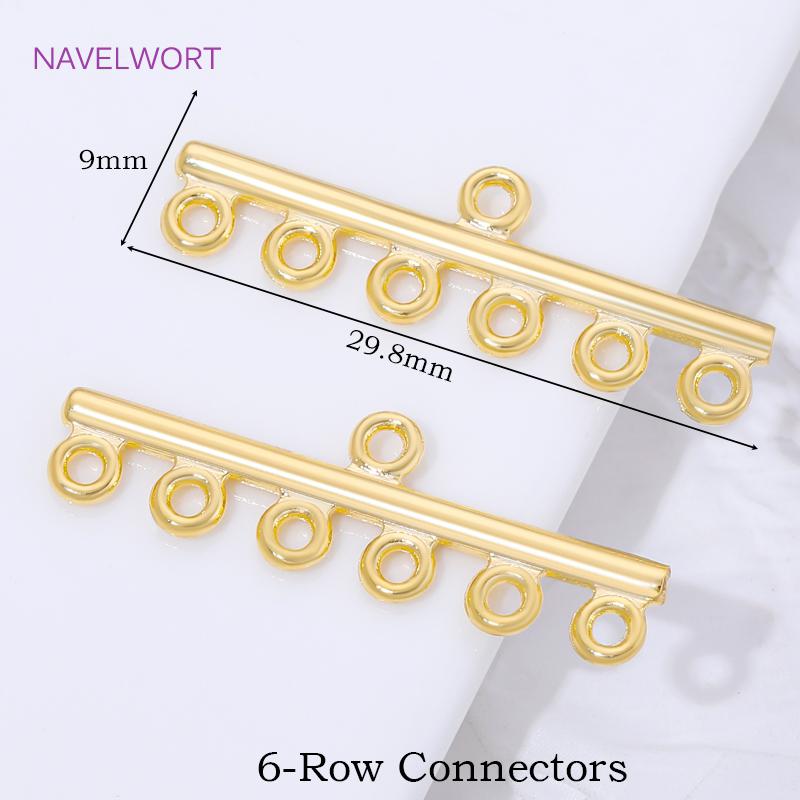 

18K Gold Plated Brass 6 Rows Strands Necklaces Connector Clasps,Connectors For Jewelry,DIY Bracelets Jewelry Making Accessories 2 pieces