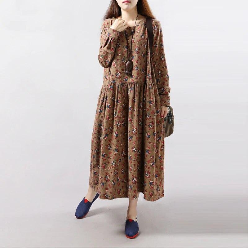 Vestito da donna con stampa floreale, primavera, moda coreana, manica lunga, casual, scollo a V, abito da ragazza Mori