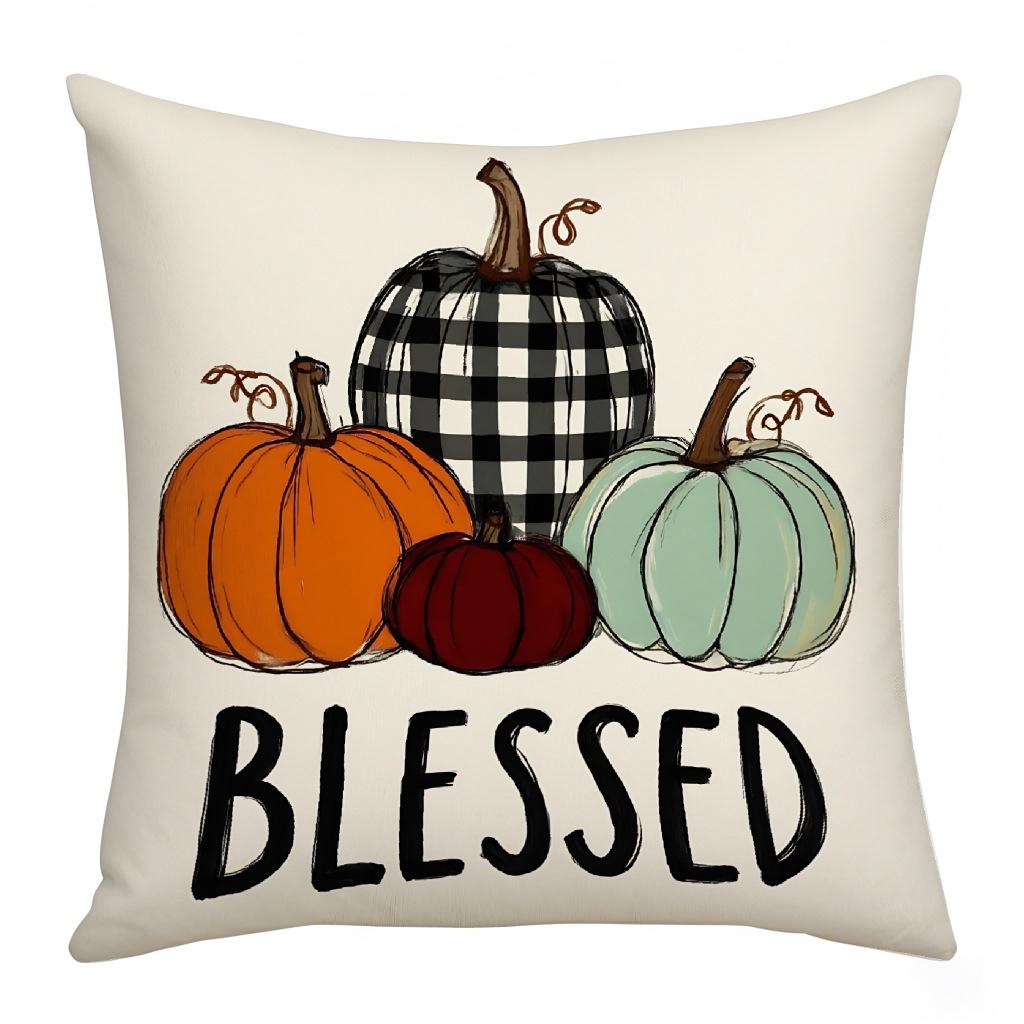 Thanksgiving Digital Letter Printed Harvest Festival Atmosphere Pillow Decoration Living Room Home Pillow Cushion Cover