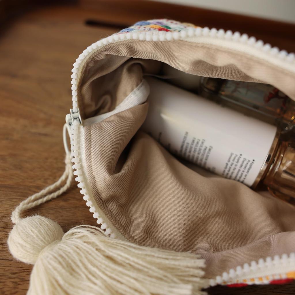 Miucatch Handmade Cosmetic Ethnic Colorful Makeup Pouch with Inner Large Easy To Storage Pouch for Travel and Zippered Storage Pouch, Style, Bag,