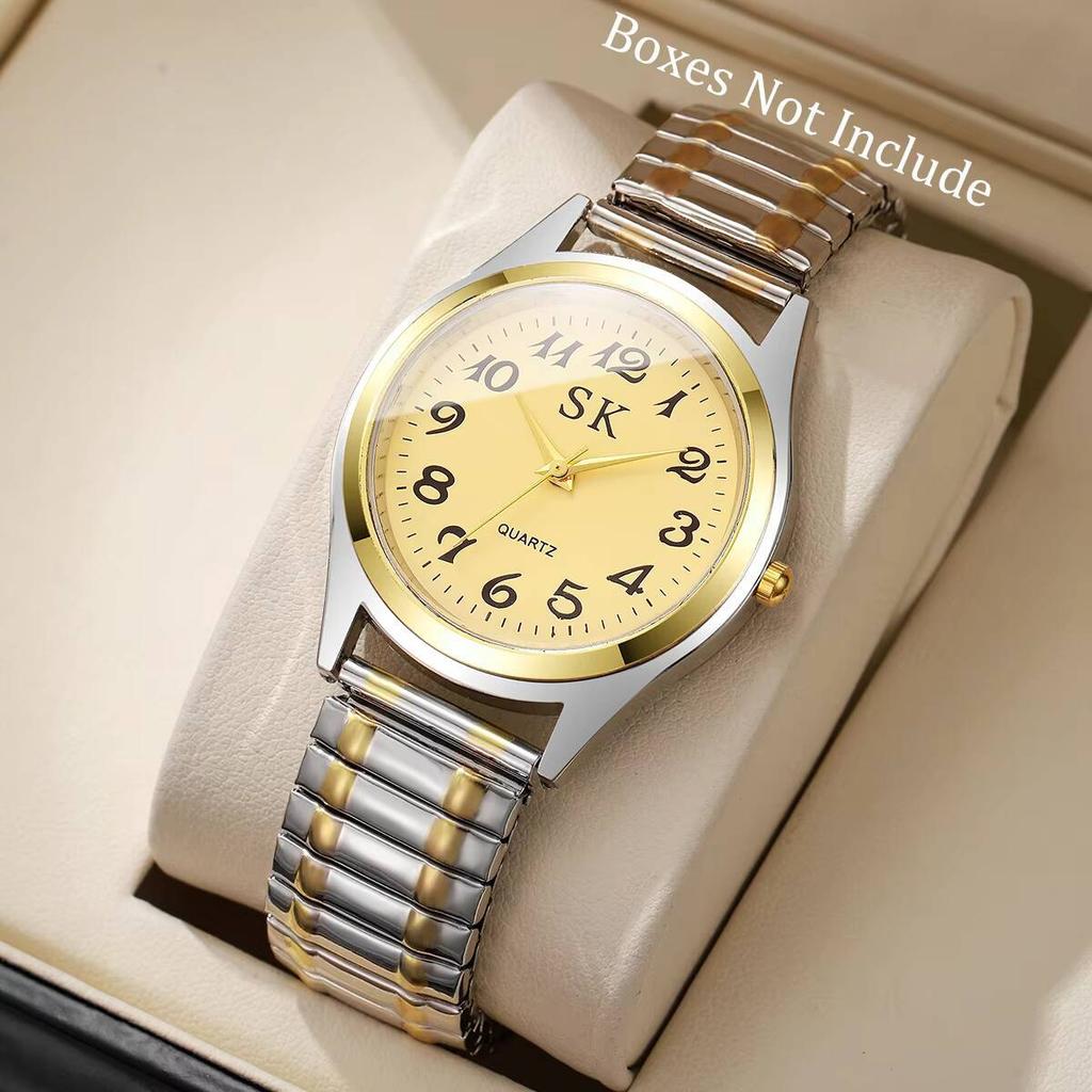 Fashion Elastic Strap Men Business Watches Arabic Dial Quartz Wristwatch Reloj Hombre