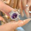 Women Jewelry Set Italian Alexandrite Ring with High Carbon Diamond Dry Rose Ice Cut Pendant