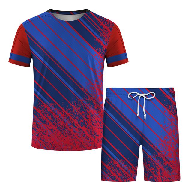 Odzież treningowa topy spodenki 2 sztuki dla mężczyzn kolarstwo na świeżym powietrzu strój sportowy męski dres codzienny O-neck zestawy z krótkim rękawem stroje