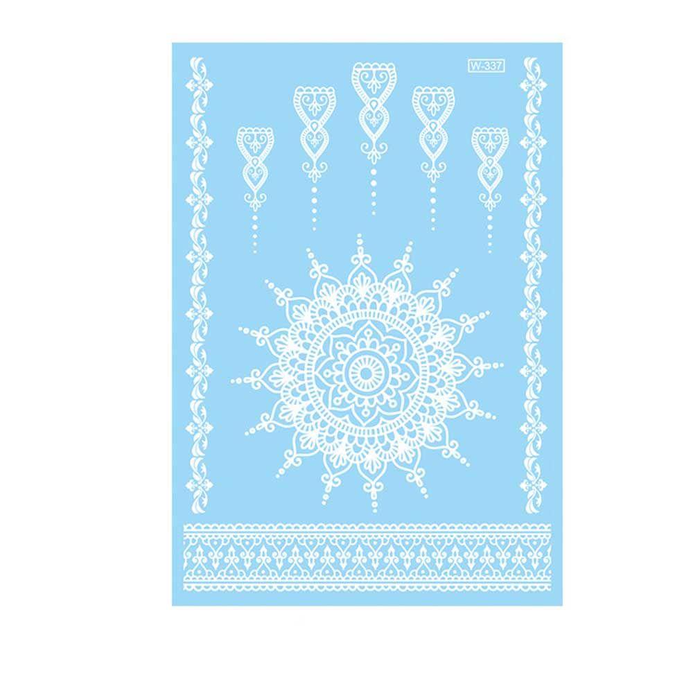 White Lace Arm flower Waterproof Body Art Temporary Tattoos Henna Stickers Tattoo Sticker Simulated
