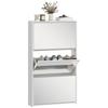 Shoe Cabinet 9 Pairs Narrow Shoe Cabinet 3 Flip Drawers And Mirror Doors 65x17x114.5cm White