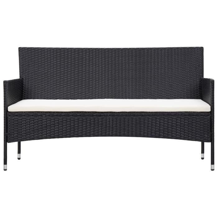 VidaXL Salon de jardin 5 pcs avec coussins Résine tressée Noir