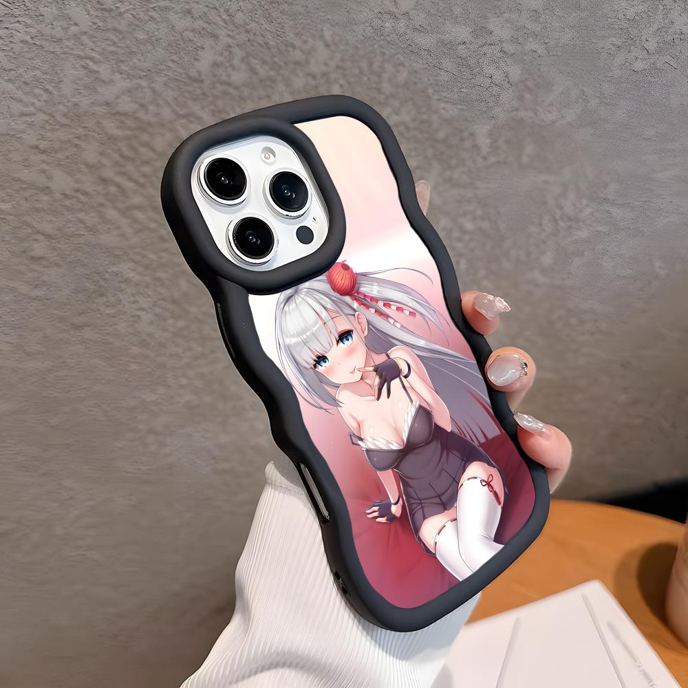 Azur Lane Shoukaku Phone Case for iPhone 17 16 15 14 13 12 11 Air Pro Max Plus Black Soft TPU Wavy Edge Cover