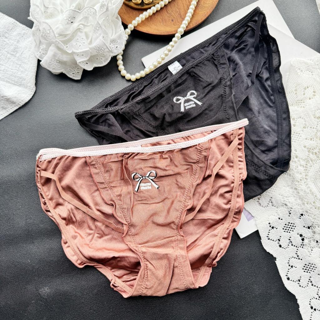 Ladies Summer Sexy Cute High Split Satin Ice Silk Triangle Panties