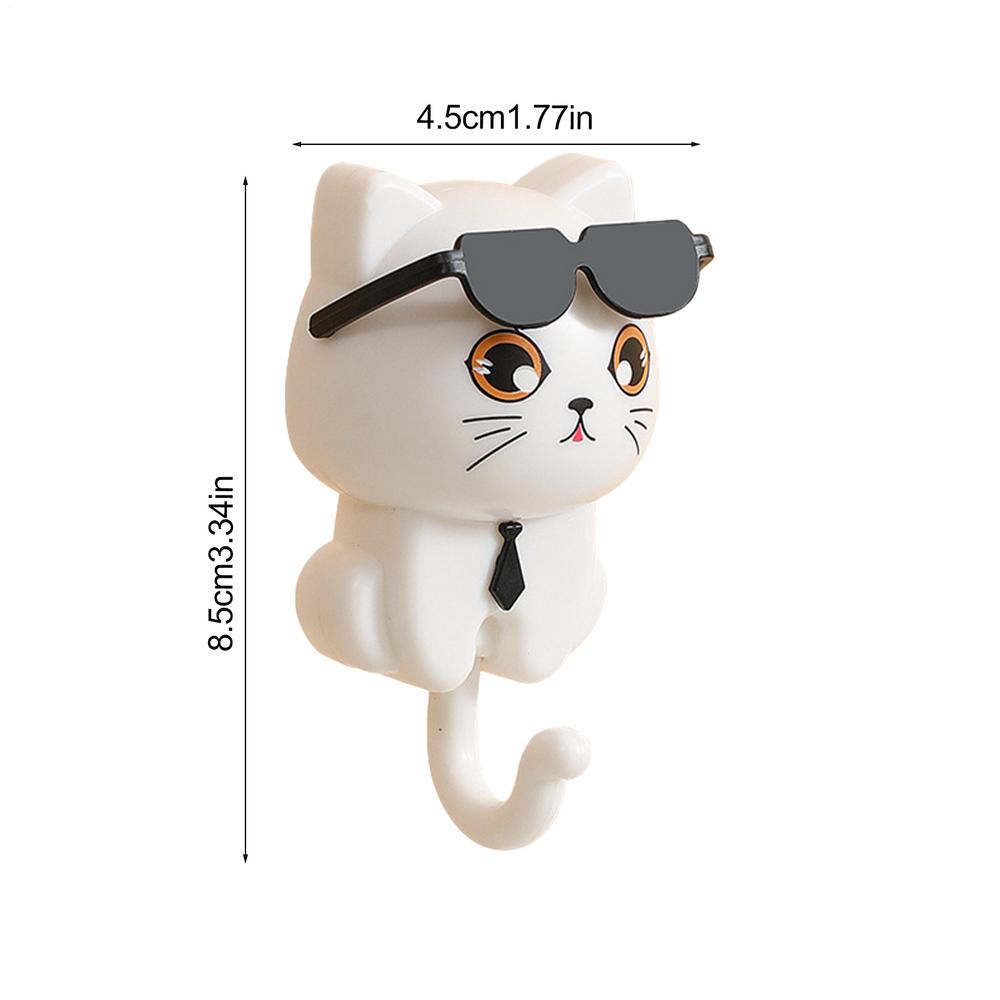 Cartoon Cat Gravity Hook Non Punching Strong Adhesive Hook Key Storage Rack Umbrella Towel Adhesive Hook Home Storage Accessory белый