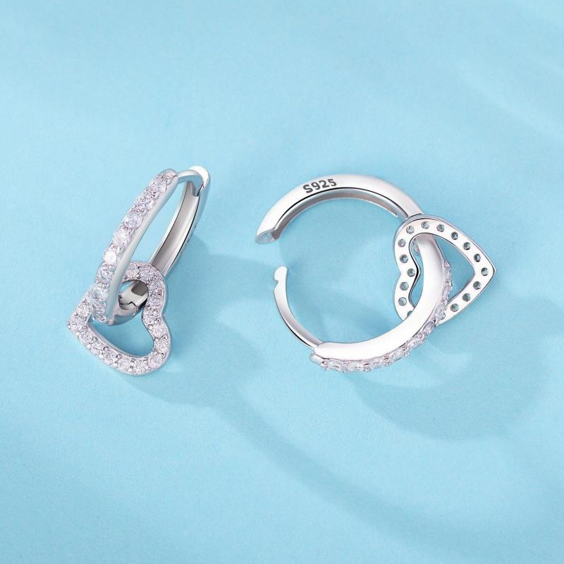 New 925 Silver Heart Hoop Earrings Inlaid Zircon CZ Infinity Love Golden Earrings For Women Wedding Gift Luxury Jewelry