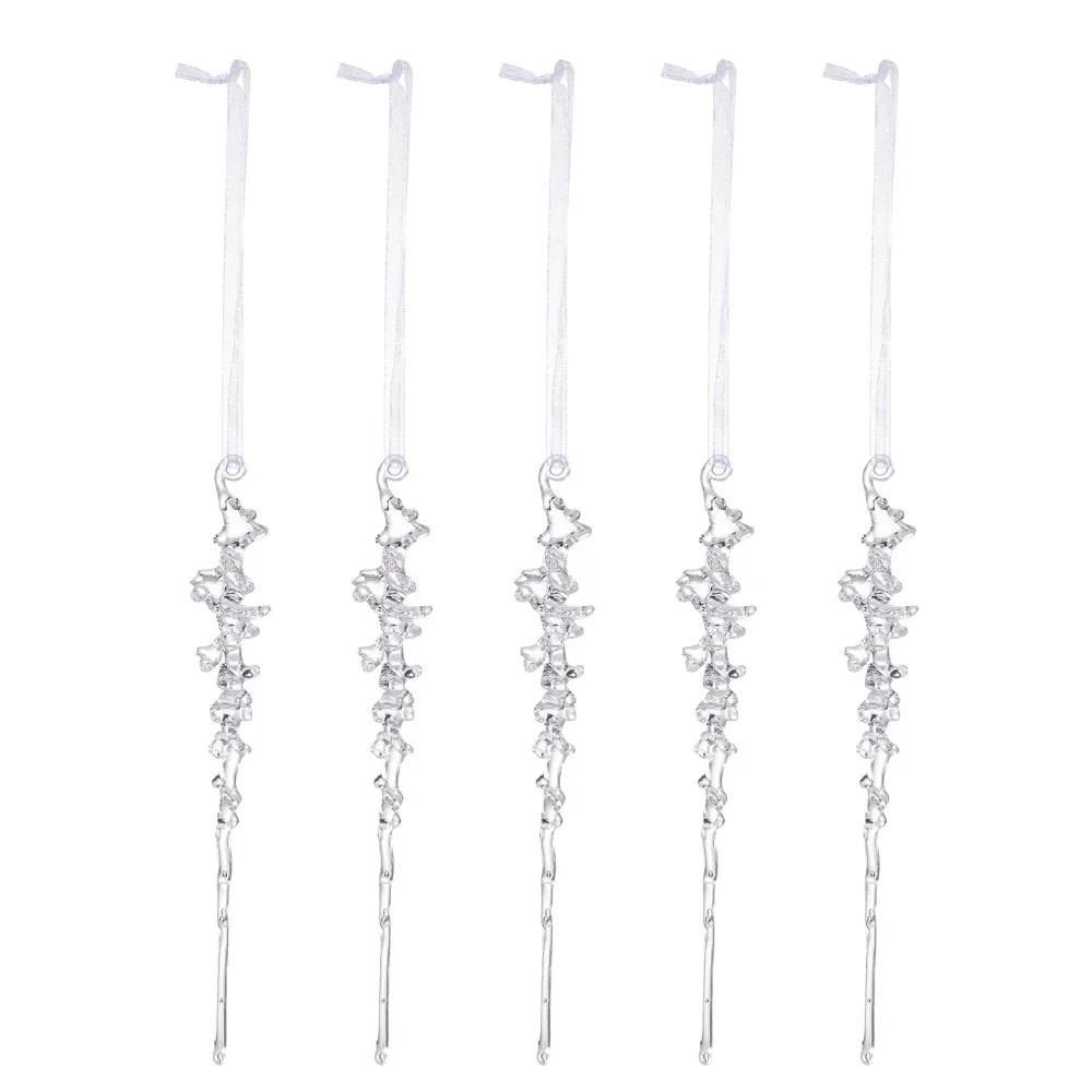 5 Stück Transparente Weihnachts-Hängeanhänger Acryl Schneeperlen Stern Tropfen Ornamente Partyzubehör Festival Gastgeschenke