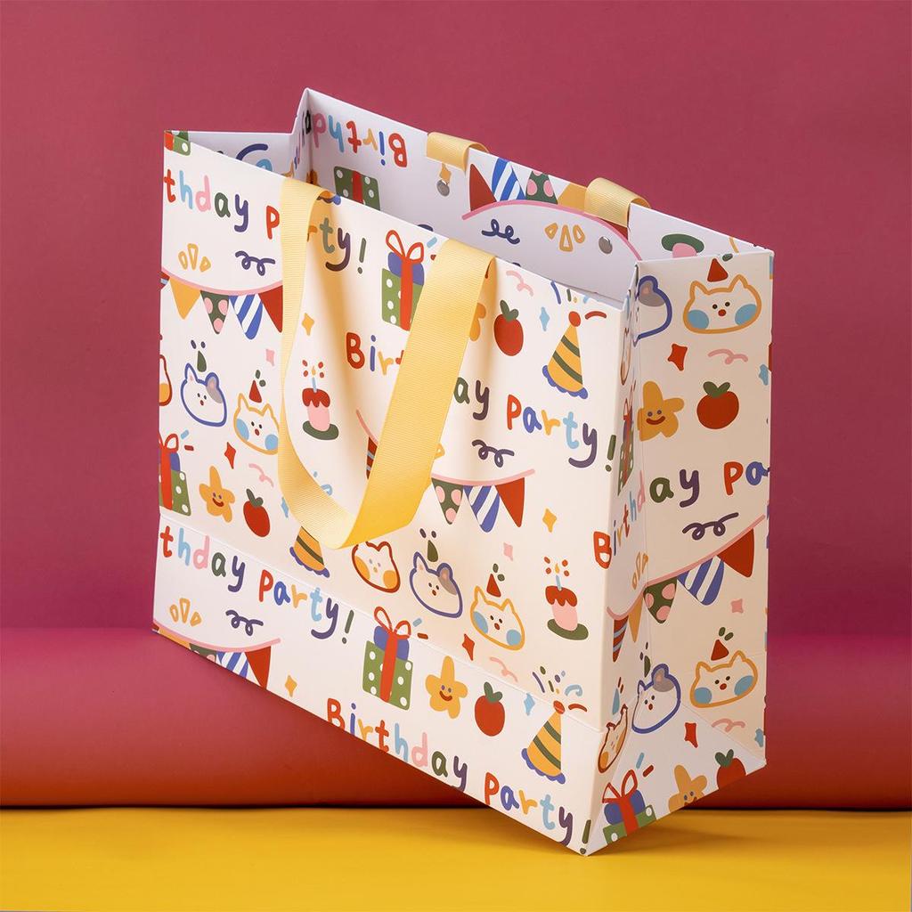Cartoon Gift Tote Bag for Birthdays & Valentine's Day - Childlike Paper Gift Packaging