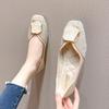 Women's spring and fall soft bottom square head flat single shoes net red shallow mouth gentle shoes