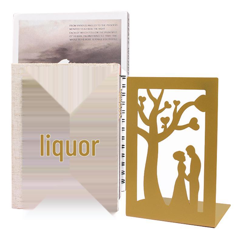 Creative Wrought Iron Metal Book Storage Rack and Personalized Hollowed-Out Bookends