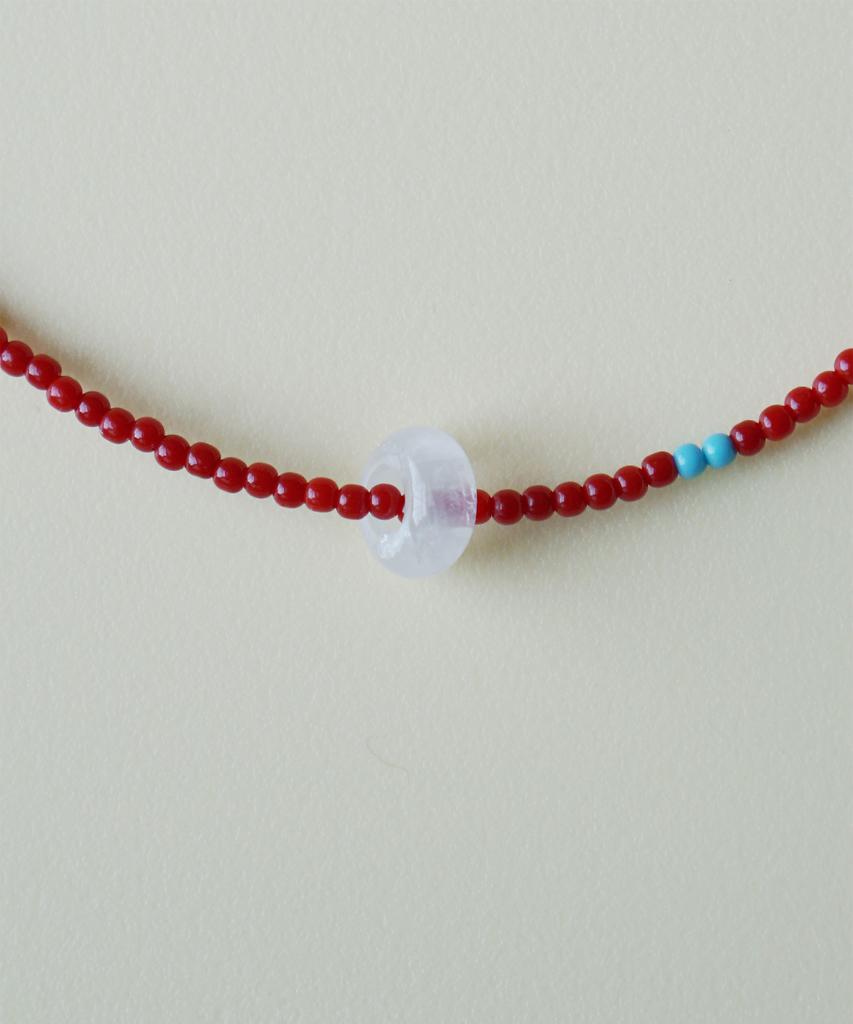 Ourpierre Red Bead Donut Necklace