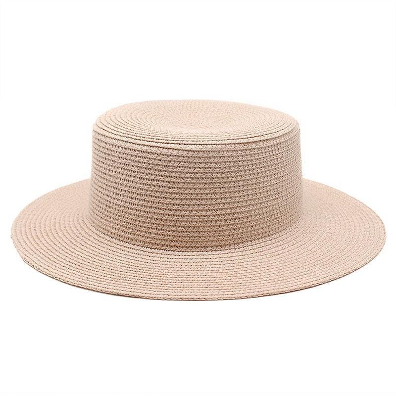 Seaside vacation beach sun protection sun hat green straw hat light board DIY versatile British flat top top top hat