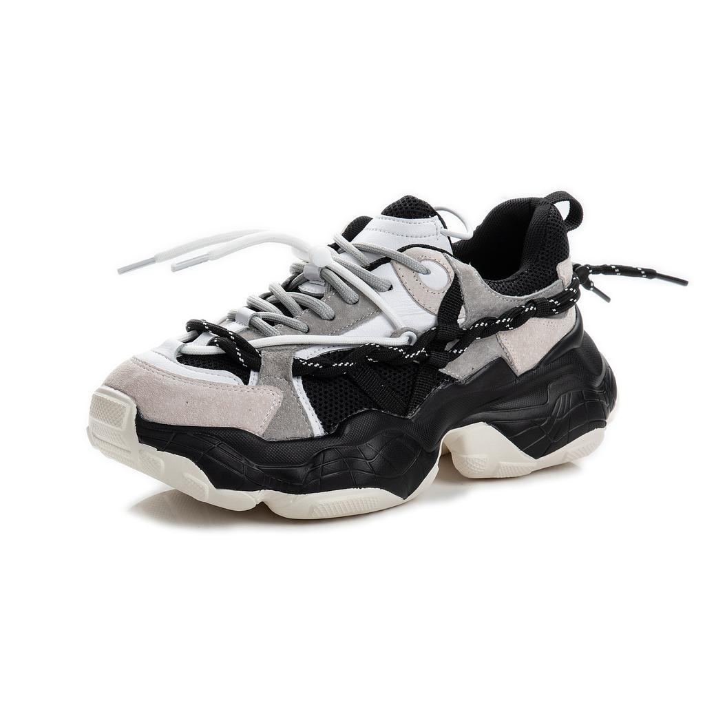 Women's Shoes Ins Shoes Spring 2025 New Sports Breathable Dad Shoes Casual Platform Leather Women's Shoes