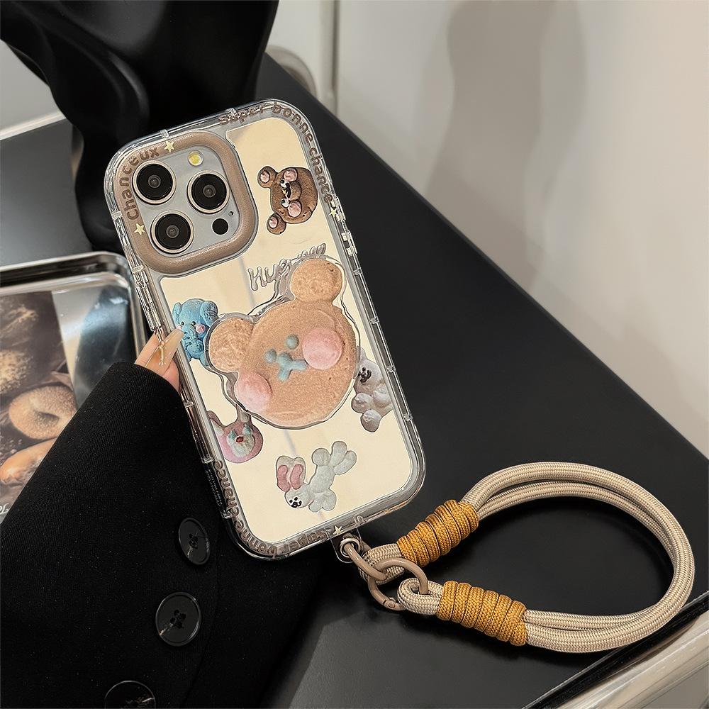 Cookies Bear Stand Suitable for 16ProMax Apple 15 Mobile Case IPhone 13 Mirror 12 Bracelet 11