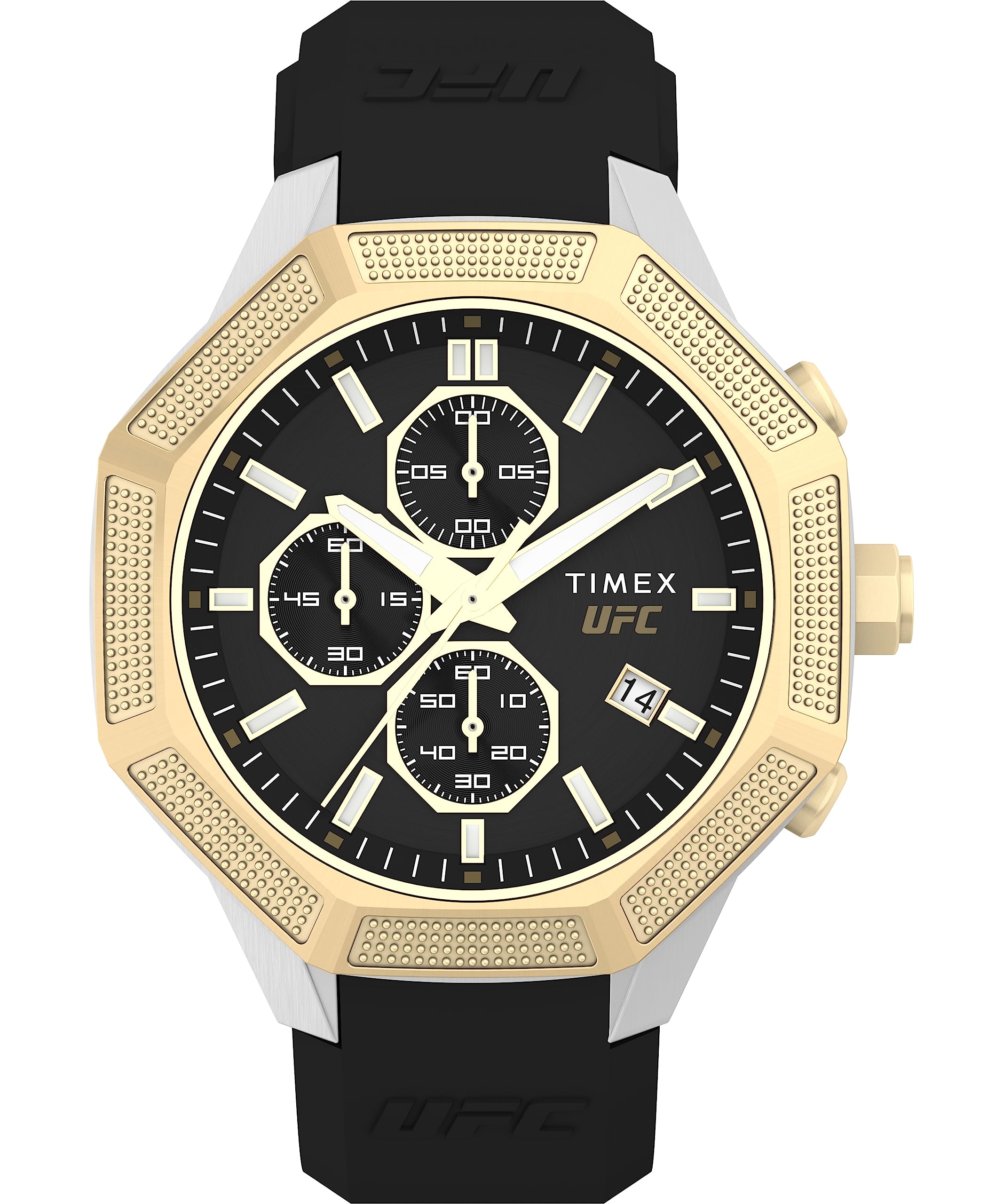 

Timex UFC Men s King 45mm Watch, Black/Black/Silver Tone. , King 45mm.