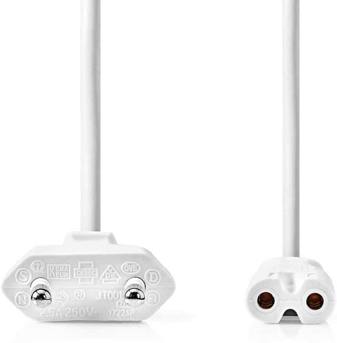 Courant Câble secteur [ connecteur Euro mâle - connecteur femelle C7] blanc