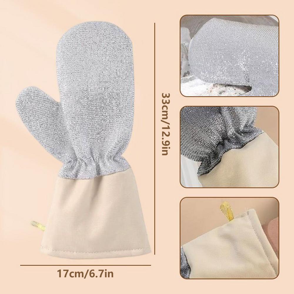1pair silver wire dishwashing gloves kitchen cleaning dishwashing pot brushing waterproof household insulation gloves