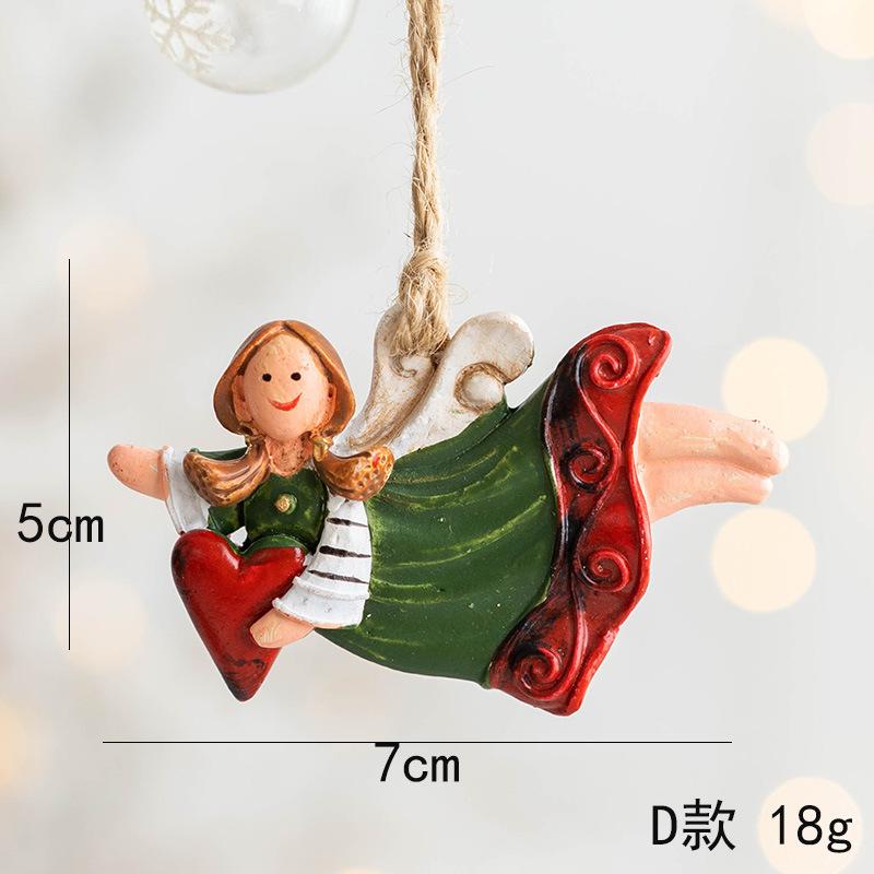 New Christmas Painted Resin Santa Claus Heart Pendant Retro Style Christmas Tree Imitation Ceramic Decoration navidad 2025