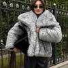 Winter new artificial fur jacket women's short small imitation fox hair lapel top